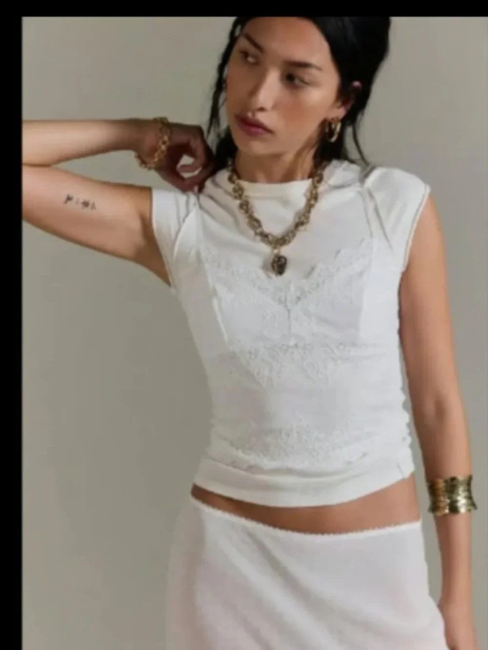 WE THE FREE PEOPLE WHITE RIBBED CAP SLEEVE EVER HAD TUNIC TOP NEW XL